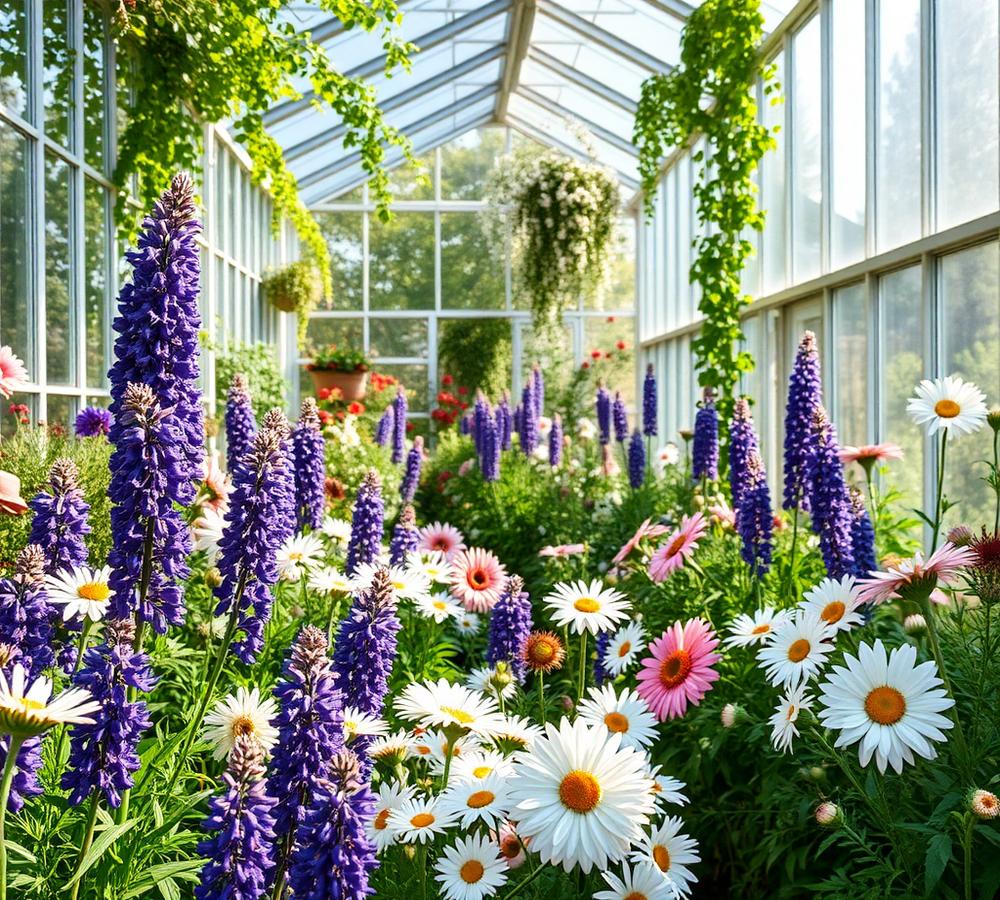 Greenhouse with flowers